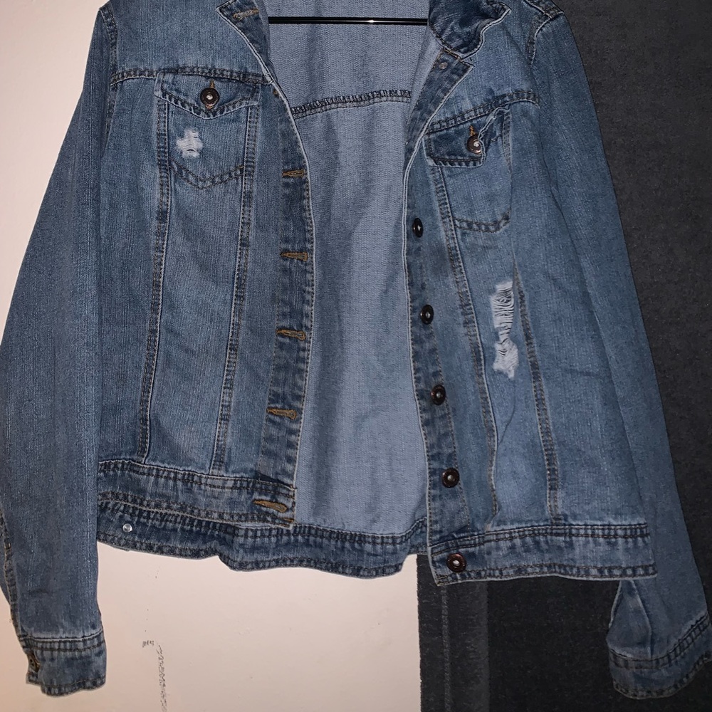 Ripped denim jean jacket